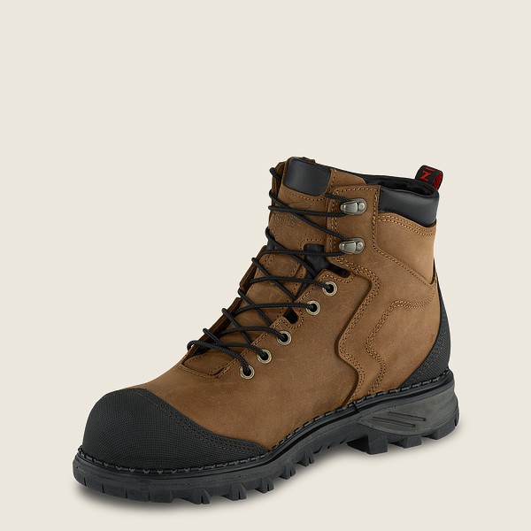 Red Wing Mens Burnside - 6-inch Waterproof Toe - Safety Boots Brown/Black - 0218OXQMD